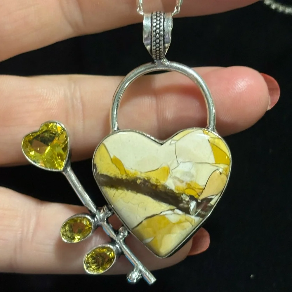 Heat -Rose Brecciated Mookaite Jasper- Citrine 925 stamped - Picture 5 of 5